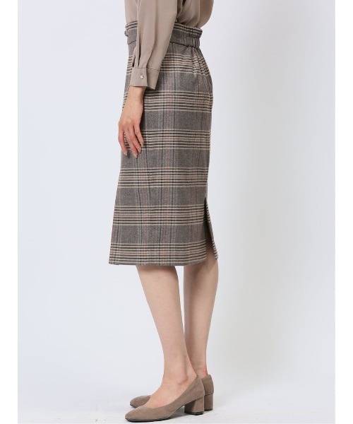 m.f.editorial(エムエフエディトリアル)の「【表地ストレッチ ウォッシャブル】m.f.エディトリアル レディース ビット付き チェック柄タイトスカート(スカート・レディース・ブラウン/ブラック×ホワイト・S/MEDIUM/LARGE)」の16枚目の写真