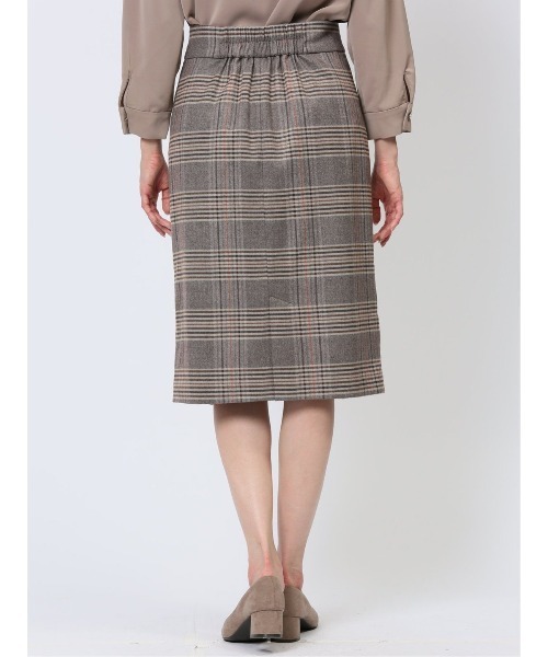 m.f.editorial(エムエフエディトリアル)の「【表地ストレッチ ウォッシャブル】m.f.エディトリアル レディース ビット付き チェック柄タイトスカート(スカート・レディース・ブラウン/ブラック×ホワイト・S/MEDIUM/LARGE)」の17枚目の写真