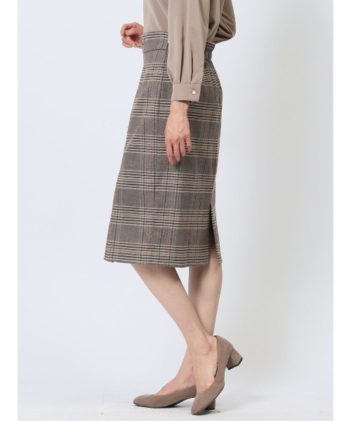 m.f.editorial(エムエフエディトリアル)の「【表地ストレッチ ウォッシャブル】m.f.エディトリアル レディース ビット付き チェック柄タイトスカート(スカート・レディース・ブラウン/ブラック×ホワイト・S/MEDIUM/LARGE)」の20枚目の写真