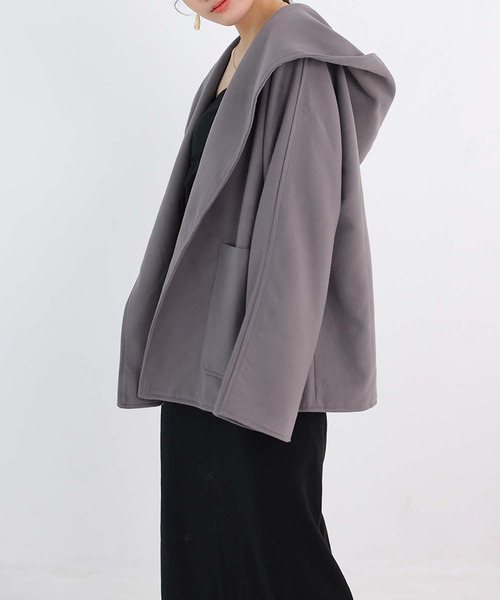 Doula Doula（ドゥーラドゥーラ）の「チェスターフードコート（チェスターコート・レディース・ブラック/ブラウン/ベージュ/チャコールグレー・M/S/L）」の12枚目の写真