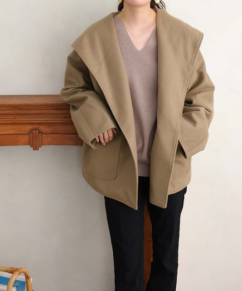 Doula Doula（ドゥーラドゥーラ）の「チェスターフードコート（チェスターコート・レディース・ブラック/ブラウン/ベージュ/チャコールグレー・M/S/L）」の17枚目の写真