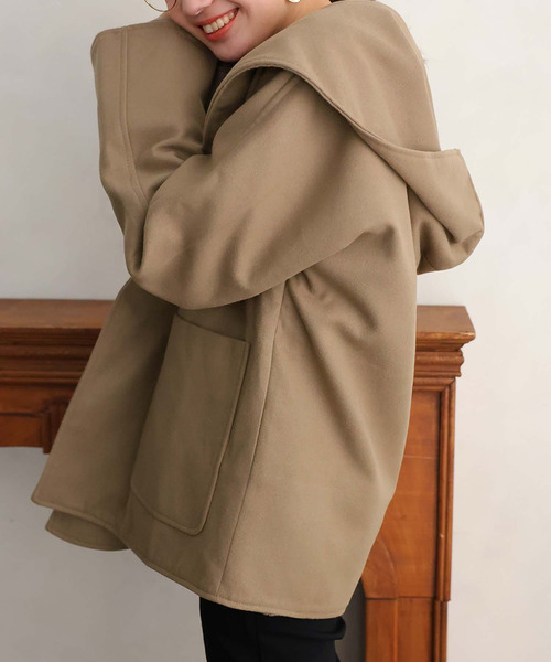 Doula Doula（ドゥーラドゥーラ）の「チェスターフードコート（チェスターコート・レディース・ブラック/ブラウン/ベージュ/チャコールグレー・M/S/L）」の18枚目の写真