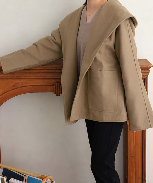 Doula Doula（ドゥーラドゥーラ）の「チェスターフードコート（チェスターコート・レディース・ブラック/ブラウン/ベージュ/チャコールグレー・M/S/L）」の19枚目の写真