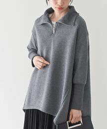 ハーフZIP裏起毛フレアーチュニック