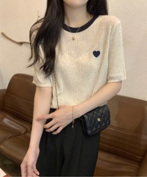 Alum'（アルム）の「ハート刺繍リンガーニットトップス（ニット/セーター）」