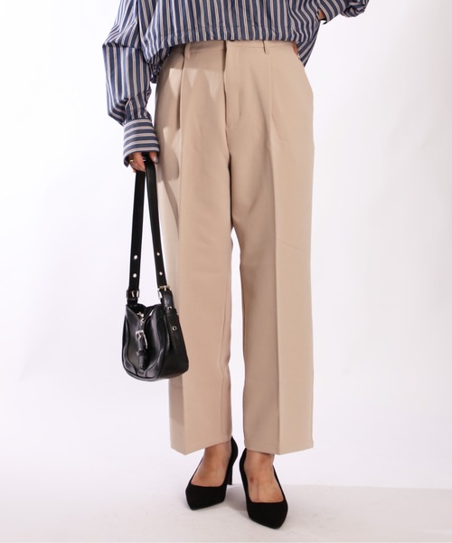 センタープレスハイウエストスラックスパンツ（スラックス）｜1chaku.（イッチャク）