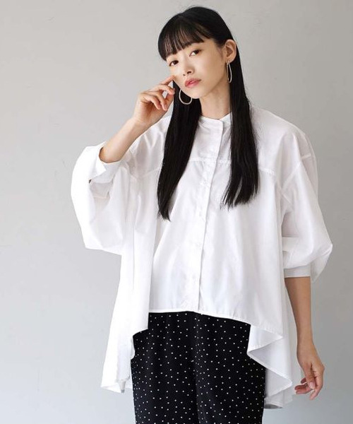 e-zakkamania stores(イーザッカマニアストアーズ)の「ドレープフレア シャツブラウス(シャツ/ブラウス・レディース・オフホワイト/ブラック/ネイビー・M)」の22枚目の写真