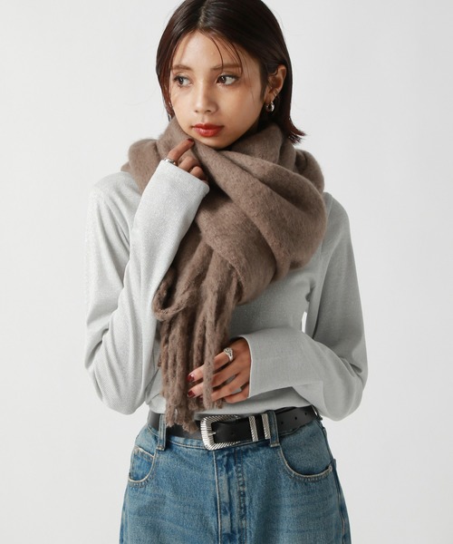 PAGEBOY(ページボーイ)の「ボリュームフリンジストール(マフラー・レディース・ブラウン/グレー・FREE)」の7枚目の写真