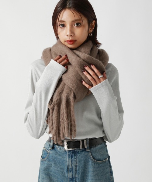 PAGEBOY(ページボーイ)の「ボリュームフリンジストール(マフラー・レディース・ブラウン/グレー・FREE)」の8枚目の写真