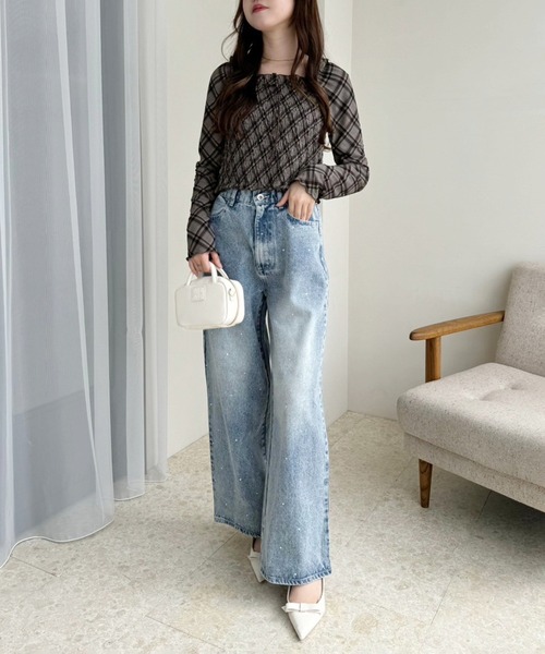one after another NICE CLAUP(ワンアフターアナザーナイスクラップ)の「シャーリングトップス(Tシャツ/カットソー・レディース・ブラウン/オフホワイト/ブラウン系その他・FREE)」の14枚目の写真