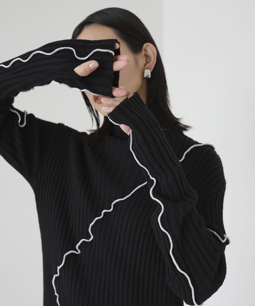 hellam（へラム）の「メロー配色ニットワンピース（ワンピース・レディース・ブラウン/ブラック/グレー・FREE）」の4枚目の写真