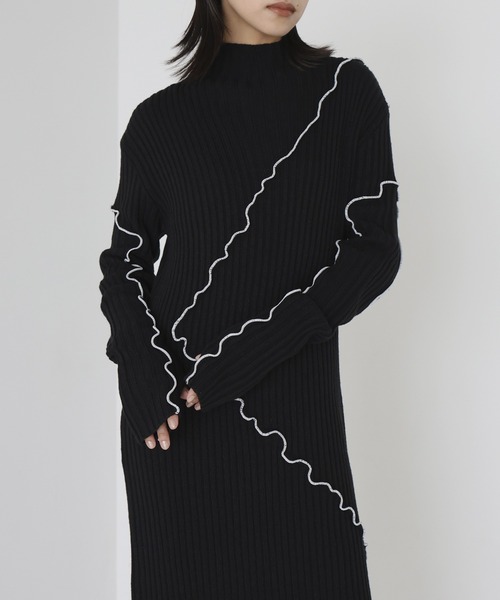 hellam（へラム）の「メロー配色ニットワンピース（ワンピース・レディース・ブラウン/ブラック/グレー・FREE）」の7枚目の写真