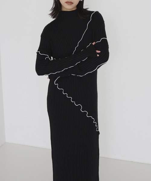 hellam（へラム）の「メロー配色ニットワンピース（ワンピース・レディース・ブラウン/ブラック/グレー・FREE）」の8枚目の写真