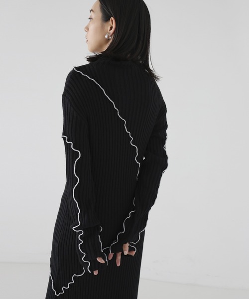 hellam（へラム）の「メロー配色ニットワンピース（ワンピース・レディース・ブラウン/ブラック/グレー・FREE）」の9枚目の写真