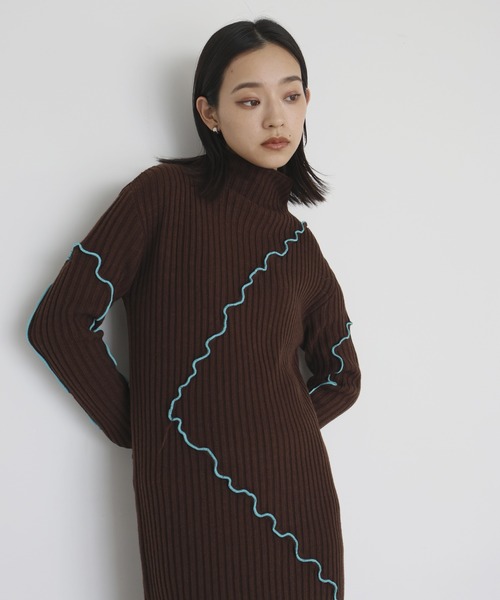 hellam（へラム）の「メロー配色ニットワンピース（ワンピース・レディース・ブラウン/ブラック/グレー・FREE）」の14枚目の写真