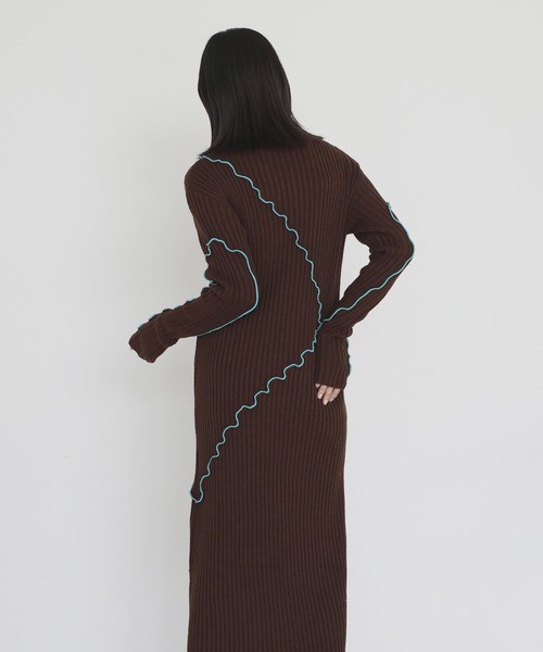 hellam（へラム）の「メロー配色ニットワンピース（ワンピース・レディース・ブラウン/ブラック/グレー・FREE）」の15枚目の写真