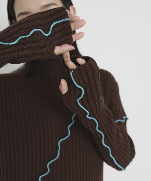 hellam（へラム）の「メロー配色ニットワンピース（ワンピース・レディース・ブラウン/ブラック/グレー・FREE）」の17枚目の写真