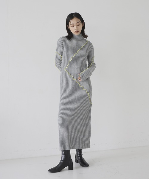 hellam（へラム）の「メロー配色ニットワンピース（ワンピース・レディース・ブラウン/ブラック/グレー・FREE）」の19枚目の写真