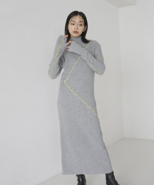 hellam（へラム）の「メロー配色ニットワンピース（ワンピース・レディース・ブラウン/ブラック/グレー・FREE）」の22枚目の写真