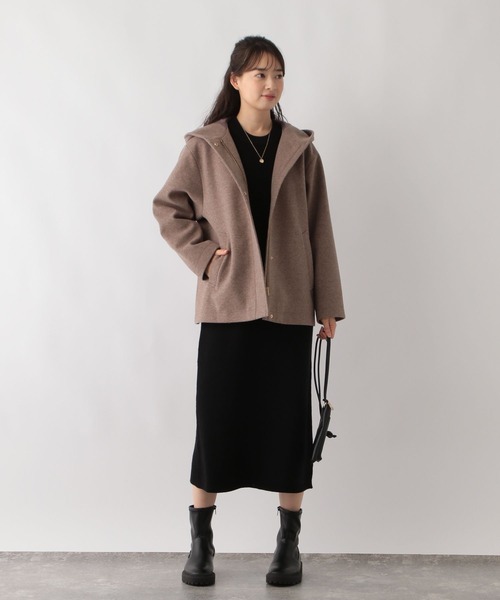 GLOBAL WORK Smile Seed Store（グローバルワーク スマイルシードストア）の「なめらかAラインワンピース/116042（ワンピース・レディース・ベージュ/ブラック/杢グレー・LARGE/SMALL/MEDIUM）」の4枚目の写真