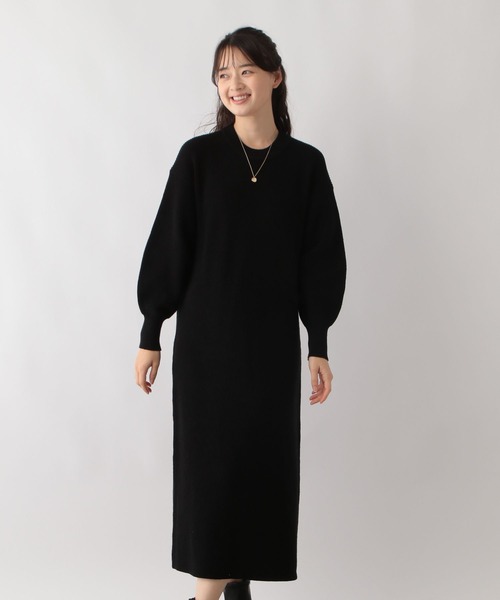 GLOBAL WORK Smile Seed Store（グローバルワーク スマイルシードストア）の「なめらかAラインワンピース/116042（ワンピース・レディース・ベージュ/ブラック/杢グレー・LARGE/SMALL/MEDIUM）」の6枚目の写真