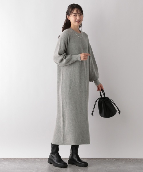 GLOBAL WORK Smile Seed Store（グローバルワーク スマイルシードストア）の「なめらかAラインワンピース/116042（ワンピース・レディース・ベージュ/ブラック/杢グレー・LARGE/SMALL/MEDIUM）」の8枚目の写真