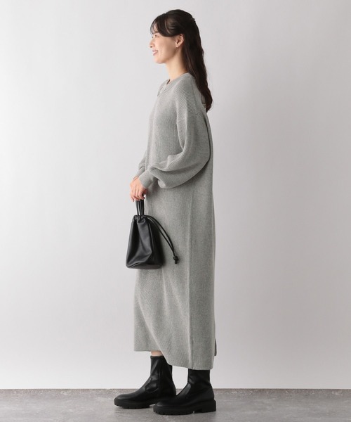 GLOBAL WORK Smile Seed Store（グローバルワーク スマイルシードストア）の「なめらかAラインワンピース/116042（ワンピース・レディース・ベージュ/ブラック/杢グレー・LARGE/SMALL/MEDIUM）」の9枚目の写真