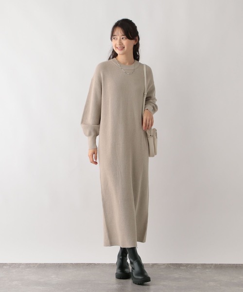 GLOBAL WORK Smile Seed Store（グローバルワーク スマイルシードストア）の「なめらかAラインワンピース/116042（ワンピース・レディース・ベージュ/ブラック/杢グレー・LARGE/SMALL/MEDIUM）」の13枚目の写真