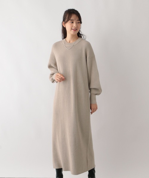 GLOBAL WORK Smile Seed Store（グローバルワーク スマイルシードストア）の「なめらかAラインワンピース/116042（ワンピース・レディース・ベージュ/ブラック/杢グレー・LARGE/SMALL/MEDIUM）」の15枚目の写真
