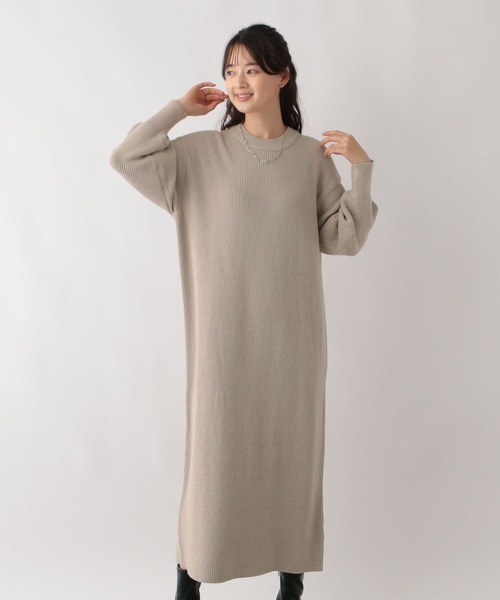 GLOBAL WORK Smile Seed Store（グローバルワーク スマイルシードストア）の「なめらかAラインワンピース/116042（ワンピース・レディース・ベージュ/ブラック/杢グレー・LARGE/SMALL/MEDIUM）」の16枚目の写真