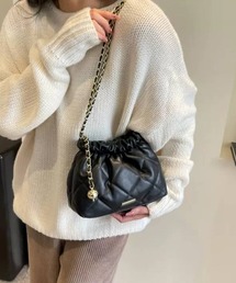 チャーム付 キルティング ミニサコッシュ