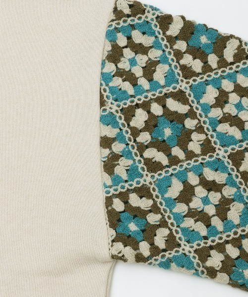 チチカカ（チチカカ）の「クロシェロングスリーブプルオーバー（スウェット・レディース・ピンク/アイボリー/チャコールグレー・FREE）」の15枚目の写真