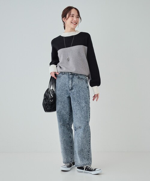 Cutie Blonde(キューティーブロンド)の「【S-LL】ケミカルウォッシュ カーブデニムパンツ(その他パンツ・レディース・ブルー系その他/ブラック・01/02/03/04)」の9枚目の写真