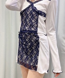 バイカラーリブミニスカート