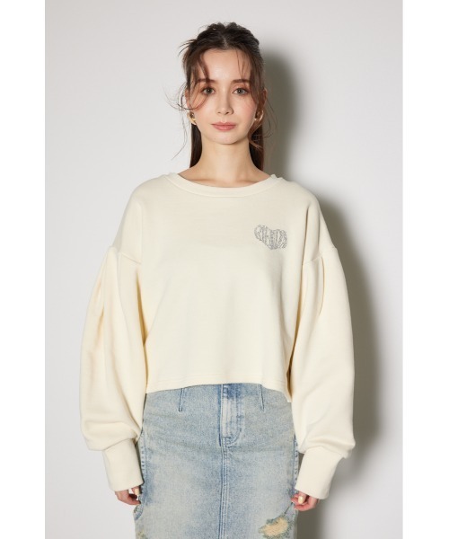 rienda（リエンダ）の「ラインストーンロゴスウェットトップス　トレーナー（スウェット・レディース・ライトピンク/ライトイエロー/ホワイト・FREE）」の6枚目の写真