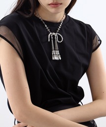 レディース pearl ribbon chain necklace タナカダイスケ