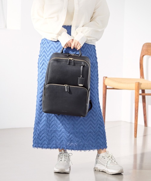 Jewelna Rose(ジュエルナローズ)の「フレイヤ・リュック2 2気室 14.0インチPC 16142(バックパック/リュック・レディース・ホワイト/グレイッシュベージュ/ブラック/ライトグレー/ブラウン・FREE)」の9枚目の写真