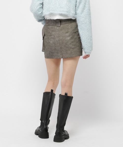 3.3 Field Trip （3.3フィールドトリップ）の「3.3 Field Trip／フェイクレザーミニスカート（裏地あり）（スカート・レディース・グレー/ブラウン・FREE）」の5枚目の写真