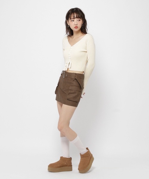 3.3 Field Trip （3.3フィールドトリップ）の「3.3 Field Trip／フェイクレザーミニスカート（裏地あり）（スカート・レディース・グレー/ブラウン・FREE）」の8枚目の写真