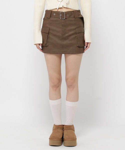 3.3 Field Trip （3.3フィールドトリップ）の「3.3 Field Trip／フェイクレザーミニスカート（裏地あり）（スカート・レディース・グレー/ブラウン・FREE）」の14枚目の写真