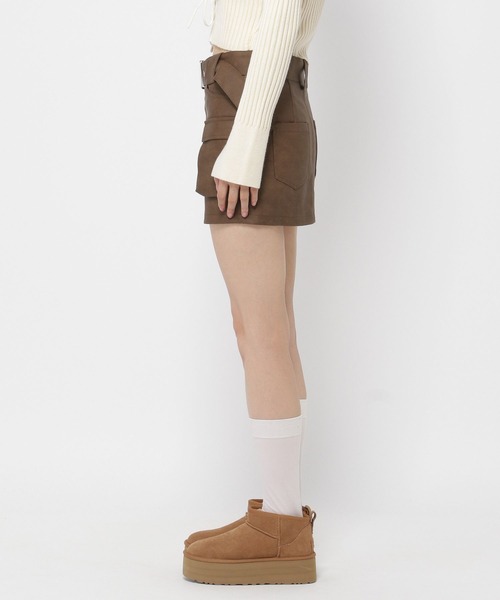 3.3 Field Trip （3.3フィールドトリップ）の「3.3 Field Trip／フェイクレザーミニスカート（裏地あり）（スカート・レディース・グレー/ブラウン・FREE）」の15枚目の写真