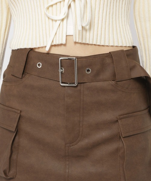 3.3 Field Trip （3.3フィールドトリップ）の「3.3 Field Trip／フェイクレザーミニスカート（裏地あり）（スカート・レディース・グレー/ブラウン・FREE）」の17枚目の写真