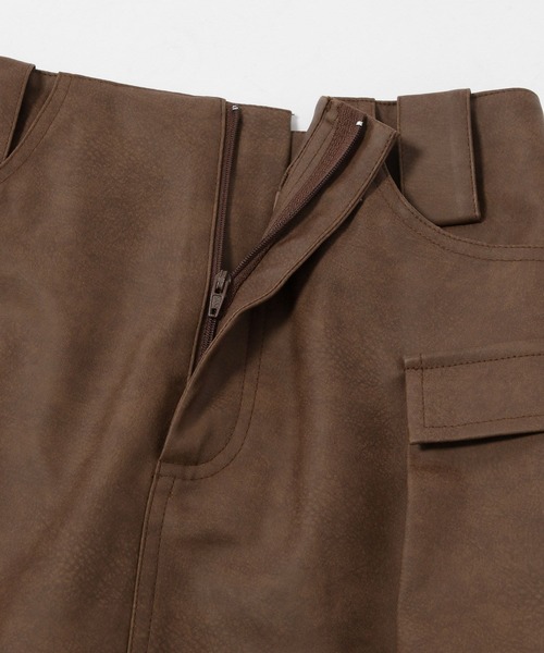 3.3 Field Trip （3.3フィールドトリップ）の「3.3 Field Trip／フェイクレザーミニスカート（裏地あり）（スカート・レディース・グレー/ブラウン・FREE）」の22枚目の写真