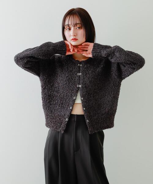 SENSE OF PLACE by URBAN RESEARCH(センスオブプレイスバイアーバンリサーチ)の「ラメリボンクルーネックカーディガン(カーディガン/ボレロ・レディース・チャコールグレー/アイボリー/ミント・ONE)」の12枚目の写真