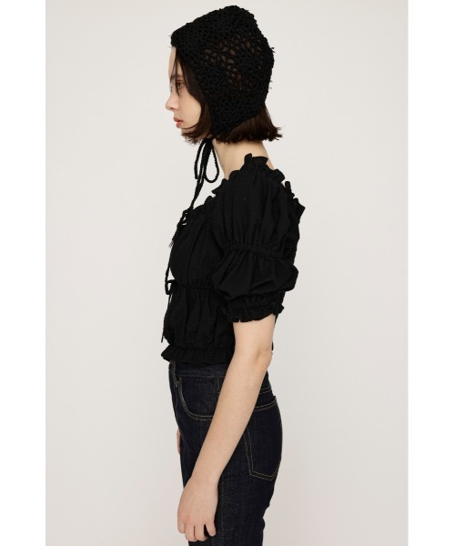 SLY（スライ）の「GATHER RIBBON BL ギャザー リボン ブラウス 半袖 夏服（シャツ/ブラウス・レディース・マルチ/ブラック/アイボリー・FREE）」の20枚目の写真