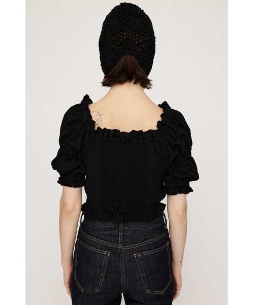 SLY（スライ）の「GATHER RIBBON BL ギャザー リボン ブラウス 半袖 夏服（シャツ/ブラウス・レディース・マルチ/ブラック/アイボリー・FREE）」の21枚目の写真