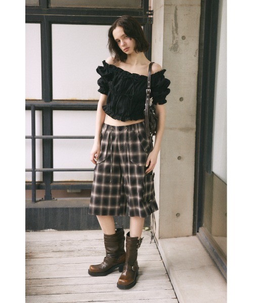 GATHER RIBBON BL ギャザー リボン ブラウス 半袖 夏服 GATHER RIBBON BL ギャザー リボン ブラウス 半袖 夏服（シャツ