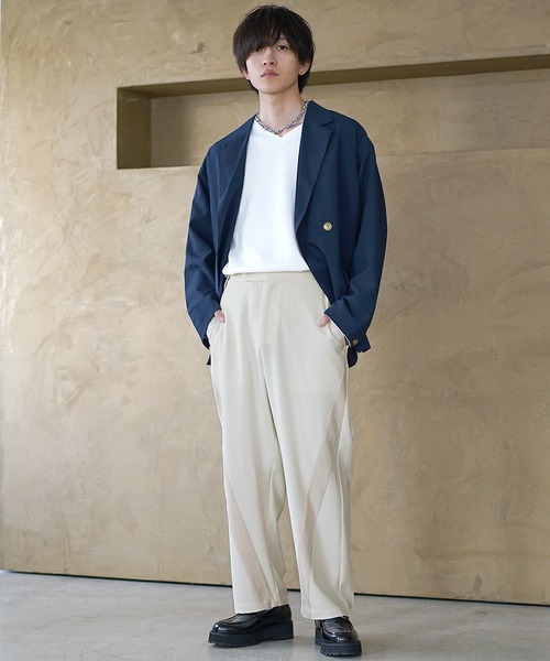 MinoriTY(マイノリティ)の「【MinoriTY】ダイヤゴナルラインワイドテーパードパンツ スラックス(スラックス・メンズ・アイボリー/カーキ/スミクロ・M/S/L)」の8枚目の写真