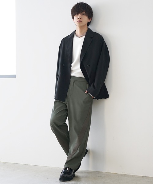 MinoriTY(マイノリティ)の「【MinoriTY】ダイヤゴナルラインワイドテーパードパンツ スラックス(スラックス・メンズ・アイボリー/カーキ/スミクロ・M/S/L)」の12枚目の写真