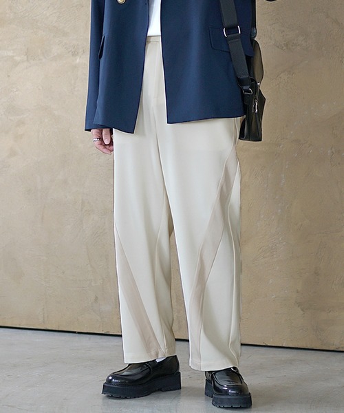 MinoriTY(マイノリティ)の「【MinoriTY】ダイヤゴナルラインワイドテーパードパンツ スラックス(スラックス・メンズ・アイボリー/カーキ/スミクロ・M/S/L)」の7枚目の写真